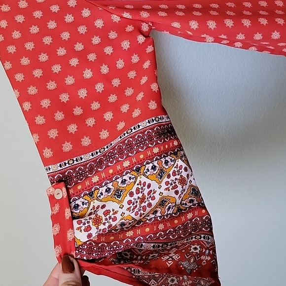 West key Talina Tie Front Boho Colorful Blouse Medium - Picture 6 of 10